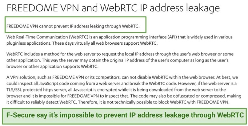 Security — F-Secure Freedome VPN Showed Strong Security Features